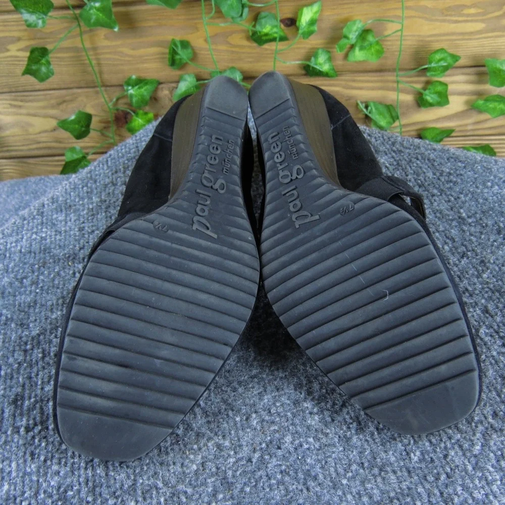 Paul Green Women 10 US 7.5 UK Black Suede Mary Jane Wedge Heel Comfort‎ Shoes